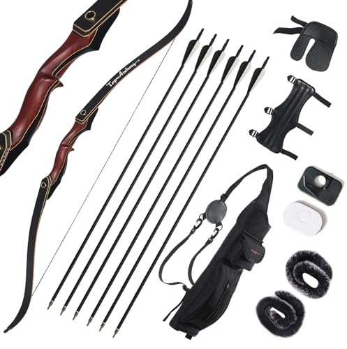 60 Zoll Recurvebogen Set Erwachsene,Pfeil und Bogen Set Bogenschießen Sportbogen Set 30-50 Lbs Rechte Hand Für Erwachsene Schießübungen (50 lbs)
