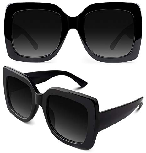 GQUEEN Übergroße Sonnenbrille Damen Retro Vintage Quadratische UV400 | Verdrehfreies Design, Angeln, Autofahren, Reisen, Laufen, Golfen