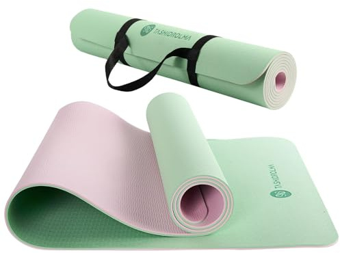TASHIDROLMA Yogamatte Rutschfest, Gymnastikmatte Mit Tragegurt, Sportmatte Für Fitnessstudio, Zuhause, Reisen, 183x61cm