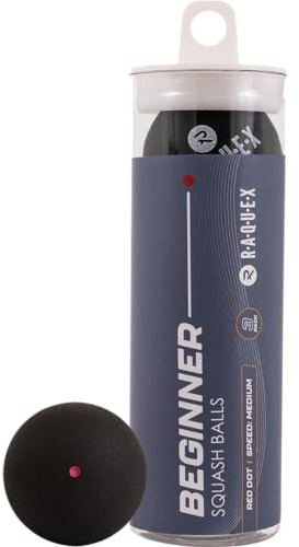 Raquex Squashbälle im 3er-Tube – 4 Geschwindigkeitsoptionen – Elite Doppelgelb, Intermediate Gelb, Rot Squashbälle Anfänger, Fortgeschrittener Blau. Von der WSF zugelassener Squashball