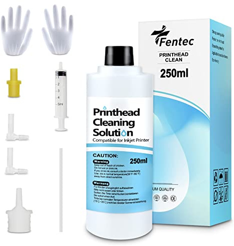 FENTEC Druckkopfreiniger Düsenreiniger Druckerreinigungset 250 ML | Druckkopf Reiniger Kompatibel für Druckkopfreiniger Epson HP Canon Brother Tintenstrahl Drucker