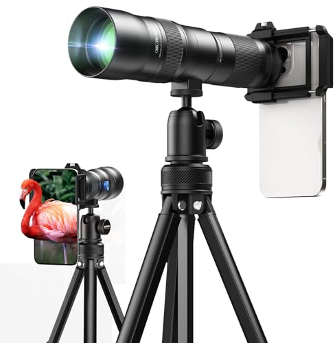 APEXEL 20-60X Spektiv für Vogelbeobachtung - Teleobjektiv Handy mit Zoom, 480-1440mm Äquivalent, inkl. Smartphone-Adapter, kompaktes Telezoom