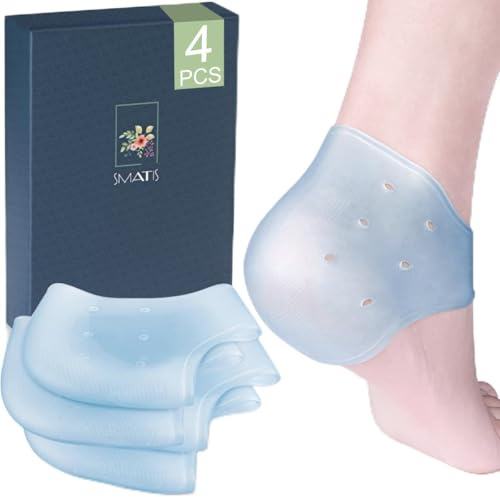 SMATIS Fersensporn bei Plantarfasziitis, 4 Stück Fersenpolster für Fersenschmerzen, Achillessehnenentzündung, Knochensporn, schmerzende Füße, lindert Schmerzen