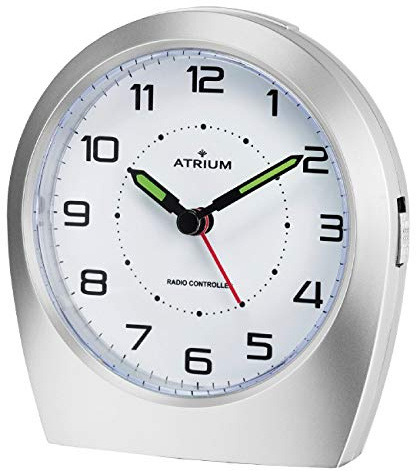 Atrium Funkwecker Analog Quarz ohne Ticken klassisches Design matt Silber A620-19