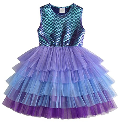 VIKITA Mädchen Kleider Meerjungfrau Prinzessin Tüll Party Hochzeit Kleid SH4599 5T