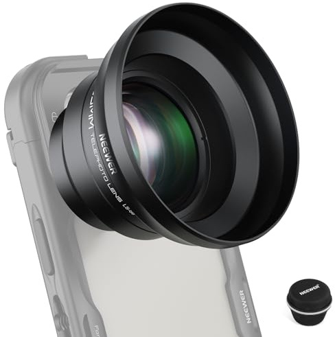 NEEWER HD 65mm Teleobjektiv für Handykameras für 17mm Gewinde Objektivrückplatte, Handyhalterung, 1,7X Zoomobjektivaufsatz, kompatibel mit iPhone 17, 16, 15, S25, S24 Ultra, Android, LS-66