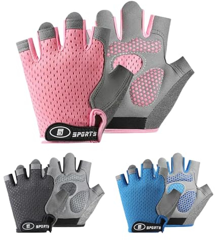 Mecmbj Fahrradhandschuhe Kinder, rutschfest, Atmungsaktiv Handschuhe Kinder | Fingerlose Sporthandschuhe für Mädchen und Jungen Alter 9-13, Handflächenschutz, für Radfahren, Spielen, Rollschuhlaufen