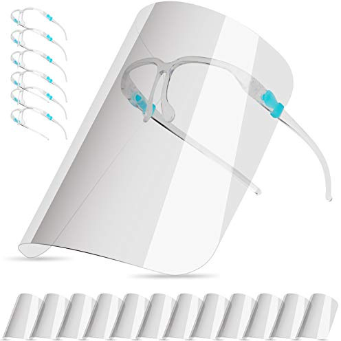 salipt Transparent Protective Visor Suitable for Adults and Children, Face Shield Face Protection Can Be Cleaned, Interchangeable and Reusable (with 12 Visors + 6 Glasses Frames) (a)