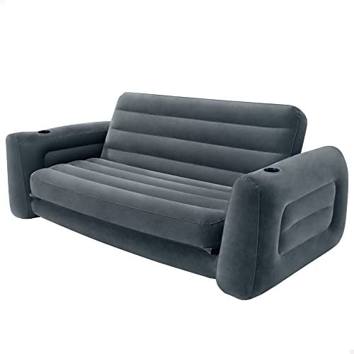 INTEX Aufblasbares Sofa mit Schlaffunktion für 2 Personen Max. 200kg (127x231x66 cm) Couchsofa aufblasbar mit Getränkehalterung (66552NP)
