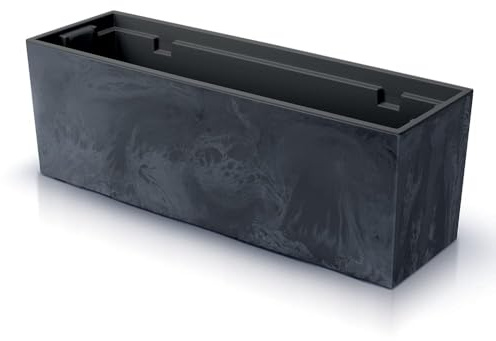 BirnePower Blumenkasten Blumentopf Balkonkasten Pflanzkasten Beton Optik Blumenkübel 77cm Urbi Beton Effect mit Pflanzeinsatz Höhe 24,5cm (Beton Anthrazit)