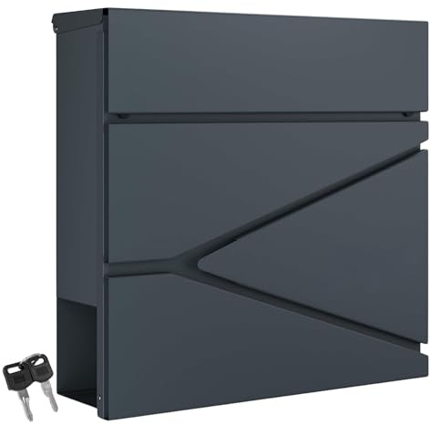 DIVID® Briefkasten (MD 021 B)/(DIV-304) in Modernem Design | Wandmontage inkl Schrauben und Dübel | Wandbriefkasten inkl. 2 Schlüssel | Moderner Briefkasten zum abschließen |