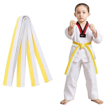 COYUN 1 pcs 280cm Weiß und Gelb Taekwondo-Gürtel, Judo gürtel Judo Karate Gürtel Belt Kampfkunst Karate Judo Taekwondo Belts Professioneller Karate Aikido Belt für Kinder Erwachsene Kampfsportgürtel