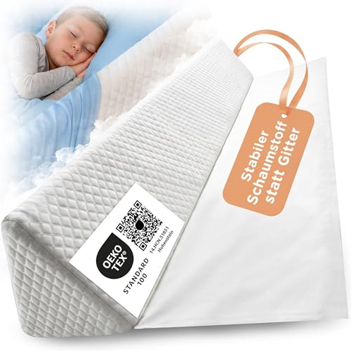 LUNOVA® Rausfallschutz Bett Kinder - Boxspringbett & Elternbett | Formstabiler Schaumstoff statt aufblasbar · ohne Montage · weiche Bettgitter-Alternative · Fallschutz fürs Kinderbett, 150 cm