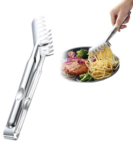 MOVKZACV Nudelzange 28.3cm, Spaghettizang, Pasta Servieren Tong Essen Zange Edelstahl Spaghetti Zange, Nudelzange mit Zinkengriff, Pastazange für Spaghetti Backen Küche Kochwerkzeuge
