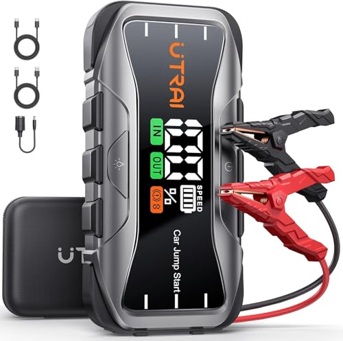 UTRAI 8000A Starthilfe Powerbank für Pkw, 27000mAh Auto Starthilfe Powerbank mit 65W Schnellladung, Jump Starter für All Benzin und 12.0L Dieselmotor, Starthilfe mit LED Taschenlampe, 160WDC-Ausgang