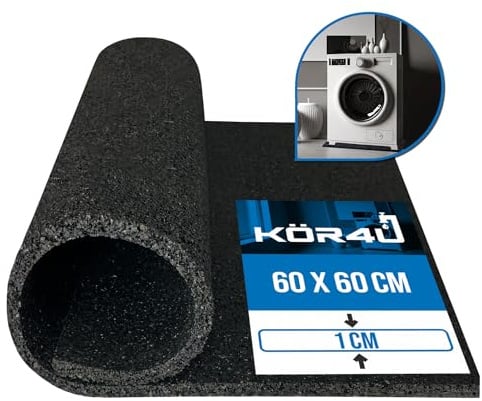 kör4u Antivibrationsmatte 60x60x1 cm - zuschneidbar, Schallschutz & Vibrationsdämpfung für Waschmaschine, Trockner, Fitnessgeräte, 3D-Drucker