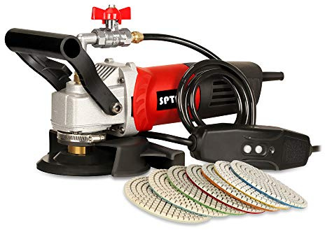 Nasspolierer, SPTA 800W / 220V 100mm Nass Poliermaschine mit variabler Geschwindigkeit und Granit-Diamantpolierkissen Betonpoliermaschine Steinpoliermaschine für Granit/Marmor/Beton/Stein (großer)