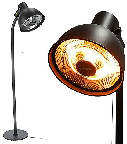 Elektro Terrassen Heizstrahler zum stellen oder hängen |1500-2000 Watt | Spritzwasserschutz (Design Heizpilz Ø 50cm 3 Heizstufen)