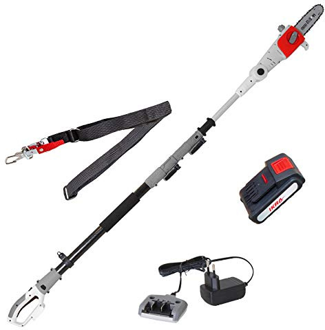 IKRA Teleskop Entaster ICPS 2020, inkl. Akku, Ladegerät & Schultergurt | Schwertlänge 20cm, teleskopierbar, Arbeitshöhe 4 Meter, leichtes Gerät, 180° drehbarer Handgriff, 20V-Akku-Familie von IKRA