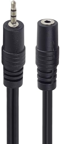PremiumCord Verlängerung Klinkenkabel 2, 5mm, Länge 2m, Klinke 2, 5mm, Stecker auf Buchse, AUX Headset Audio Verlängerungskabel, geschirmt, Farbe Schwarz