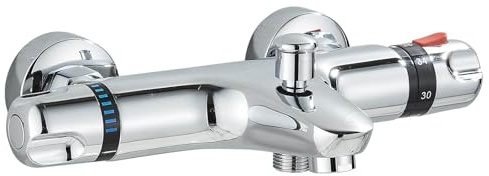 Badewannenarmatur Badewanne Thermostat Wasserhahn Wandmontage für Badezimmer Wannenarmatur Waschbecken Armatur Badarmatur Chrom