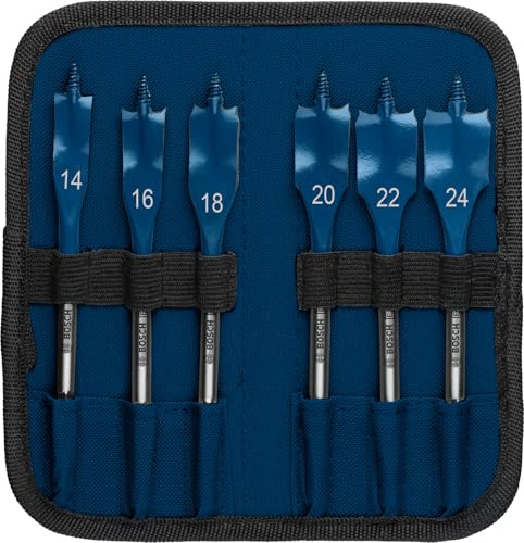 Bosch 6x EXPERT Self Cut Speed Flachfräsbohrer-Sets (für Weichholz, Spanplatte, Ø 14-24 mm, Professional Zubehör Bohrmaschine/Schrauber)