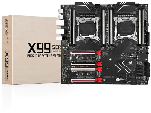 SHANGZHAOYUAN X99 Dual CPU Mainboard Kompatibel mit Intel LGA 2011-3 CPUs Xeon E5 V3 V4 Serien (E-ATX, 8*DDR4 ECC, 2*NVME M.2, 2*Gb LAN, SATA 6Gbit/s, 4*PCIe X16, 10-Layer-PCB) Server Motherboard