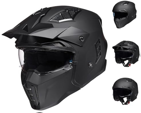 ILM Motorradhelm Motocross Jethelm Damen Herren Z302 | ECE22.06/DOT geprüft, abnehmbarer Kinnschutz,getöntes Visier, ABS-Schale