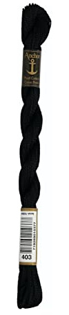 Anchor Perlgarn Stärke 5 4585000-00403 schwarz Stickgarn, 100 % Baumwolle, 5g Strängchen