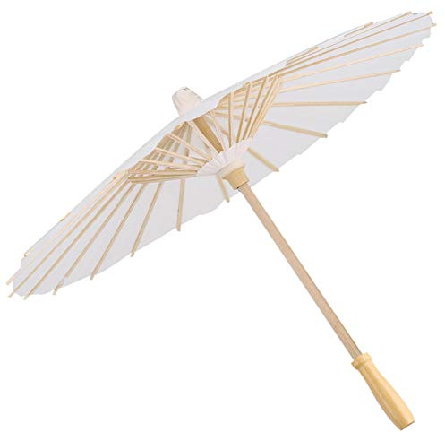 Papierschirm, Weißer Papierschirm, 60cm Durchmesser DIY-Malerei Dekorativer Schirm Handbemalt Chinesische/Japanische Brautparty Dekoration Foto Cosplay-Requisite für Sonnentage Hochzeit (60 cm)