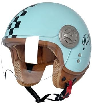 BOSERMEM Halboffener Jethelm mit Visier | Halboffener Motorradhelm für Scooter/Moped. Bestandener Verkehrssicherheitstest, wirksamer Kopfschutz. Modisches Design.