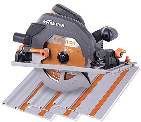 Evolution Handkreissäge R185CCSX Kreissäge Tauchsäge 1600W Inkl. Ø 185 mm HM-Sägeblatt Multi-Material-Schneiden Holz, Aluminium, Stahl, Kunststoff | Mit 3-teiliger 1020mm Mini-Schiene Führungsschiene