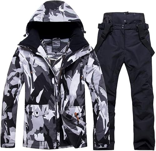 HOTIAN Herren Schneeanzug Herren Ski Jacke und Hosen Set Winter Warme Schnee Skifahren Sätze für Wandern Klettern Isoliertes Snowboarden
