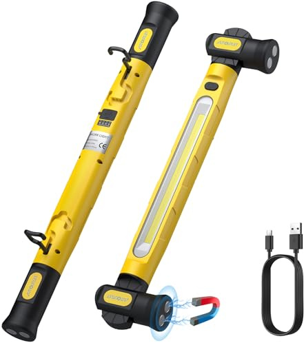 AUTOUTLET Werkstattlampe LED Arbeitsleuchte, 3000LM Akku Strahler 6000mAh USB-C-Schnellladen mit 3 Farbtemperaturmodi, Magnet & Haken, IP65 Wasserdicht Motorraumleuchte für Werkstatt Baustelle Garage