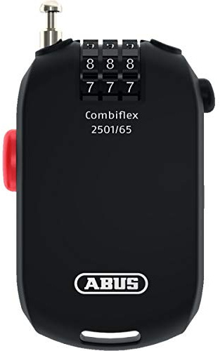 ABUS Spezialschloss Combiflex 2503/120 - Geeignet als Gepäcksicherung, Skischloss, Helmsicherung - 120 cm Stahlkabel - mit Zahlencode - Schwarz
