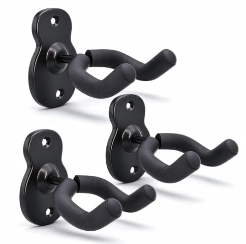 WOGOD Gitarren-Wandhalterung, 3 Stück, Gitarrenstil, Wandhalter, Haken, Ständer für Akustik-, E-Bass-, klassische Ukulele-Gitarren