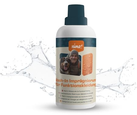 nimo® Wash-In Imprägnierung für Funktionskleidung | Imprägnierung gegen Regen & Schmutz für die Waschmaschine | Wasserabweisende Outdoor Kleidung | atmungsaktive Imprägnierung
