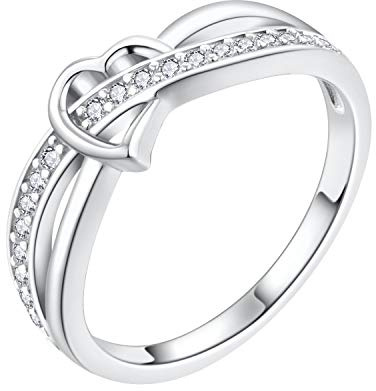 Starchenie Herzring 925 Sterling Silber Zirkonia Verlobungsring für Damen(Größe54)