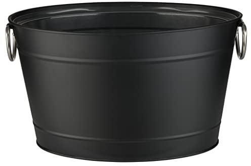 Buddy´s Bar - Getränkewanne, 11 Liter, Zinkwanne, Getränkekühler, mit Kunststoffeinsatz, hochwertiger Flaschenkühler, 40 x 28 cm, Höhe 22 cm, schwarz