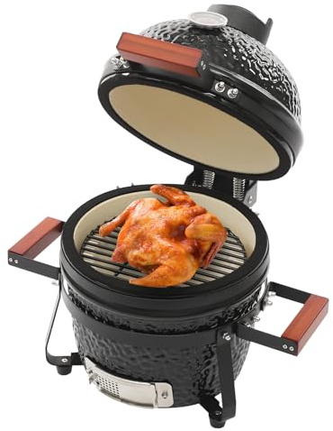 Kamado Grill, 50x47cm Keramikgrill BBQ Holzkohle, Keramik Grill Smoker für Picknick&Patio, Keramik Grill für Kleine Grillabende, Picknicks, Grillfeste, Camping
