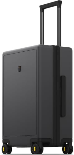 LEVEL8 Koffer Trolley Handgepäck mit TSA,8 Spinner Rollen,100% PC Rollkoffer Reisekoffer Hartschalen, Micro-Diamond Textured Design Reise Business (54.5cm, 40L,Dunkel Grau)