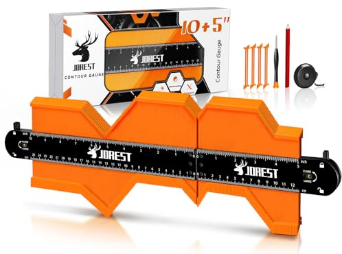 JOREST Anschließbare Konturenlehre 25+12cm, Weihnachtsgeschenke für Vater Männer Handwerker, Konturenlehr Groß Feststell, Konturschablone, Vervielfältigungslehre, Laminat Schablone, Konturmessgerät