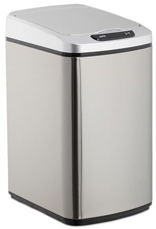 Relaxdays Sensor Mülleimer 12l, eckiger Abfalleimer mit Deckel & Inneneimer, Küche & Bad, Automatik Mülleimer, Farbwahl
