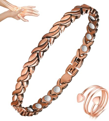 Vicmag Kupfer Magnetarmband für Frauen Armbänder 99.99% massives reines Kupfer verstellbare Größe mit Schmuck-Geschenkbox (Fischschwanz)