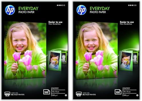 HP Everyday-Fotopapier, glänzend, 200 g/m2, 10 x 15 cm, 100 Blatt (Packung mit 2)