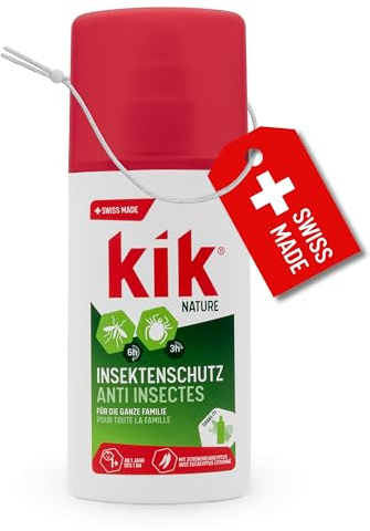 kik NATURE Mückenschutz Zitroneneukalyptus 100 ml, alkoholfrei | Schutz vor Mücken und Zecken, hautfreundlich und alkoholfrei, mit Zitroneneukalyptus, Swiss Made