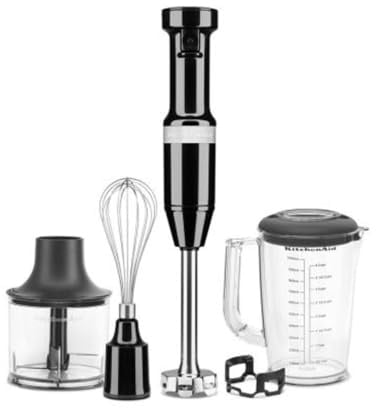 KitchenAid Classic Stabmixer, Variabler Geschwindigkeit 8250–11600 RPM, Mixen, Pürieren, Aufschäumen & Zerkleinern, abnehmbarer Arm & Topfschutz, 700ml Becher, Onyx Black