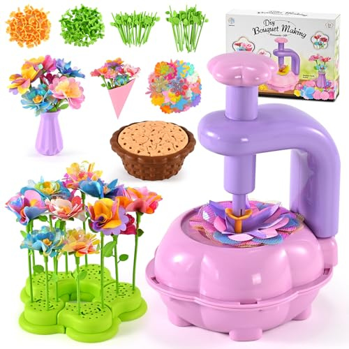BlueSwan Geschenk Mädchen, Bastelset Kinder ab 4 5 6 7 8 9 10 11 12 Jahre, Blumenpresse Blumenstrauß, Blumen Basteln Kindergeburtstag, Diy Bastel Set Blumengarten Spielzeug, Outdoor Spiele für Kinder