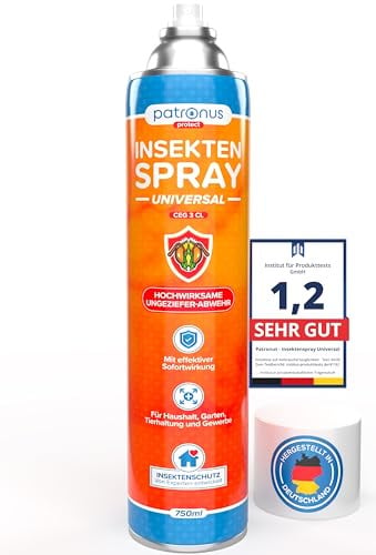 Patronus Insektenspray Universal für Wohnung mit Sofortschutz 750 ml zur Abwehr von zahlreichen Insekten - Hochwirksames Ungeziefer-Spray mit dezentem Zitrusduft, Aus deutscher Produktion