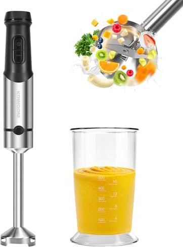 Kowdom 1200 Watt Stabmixer, Edelstahl Pürierstab für Suppen, Getränk & Soßen | 12 Geschwindigkeitsstufen mit Turbofunktion | inkl. 800ml Mixbecher - Platzsparend & spülmaschinenfest